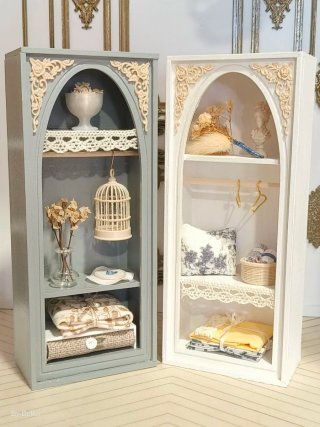 2 Armarios Vintage Casa Muñecas 1/12