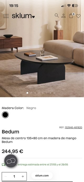 Mesa de centro negra moderna