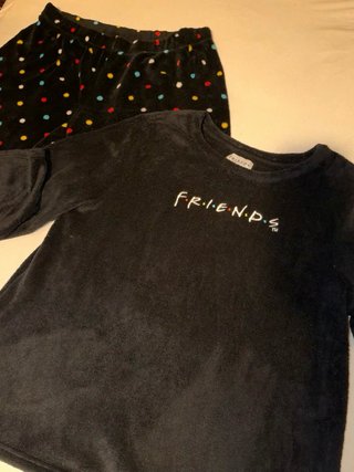 Pijama Polar Friends Negro Talla XL