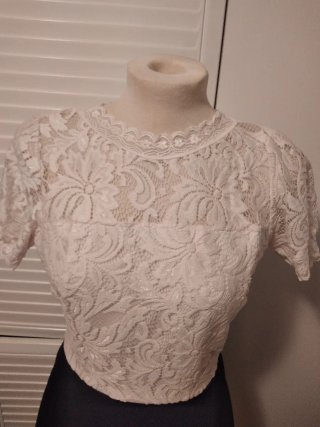 Vestido encaje blanco y azul Talla M