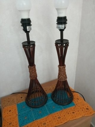 Coppia Lampade Design Bambù