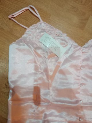 Conjunto lencería satinado rosa