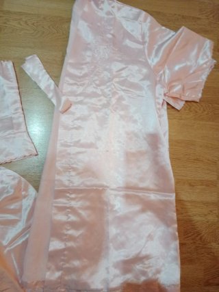 Conjunto lencería satinado rosa