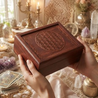 Caja Madera Tarot Flor de la Vida