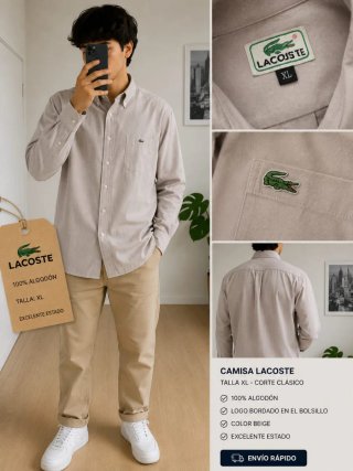 Camisa Lacoste Beige Talla XL