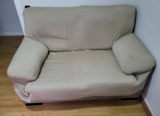 Sofá de 2 plazas beige/gris