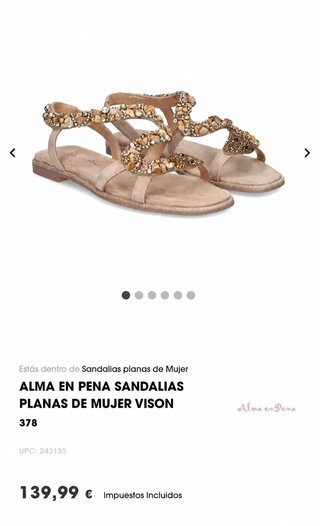 Sandalias Alma en Pena Doradas Pedrería