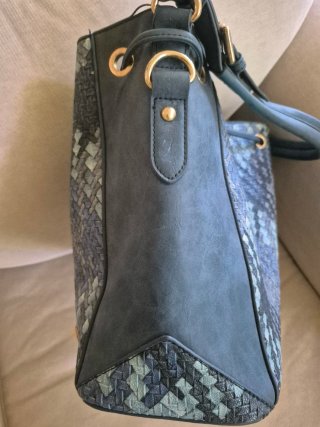 Borsa Lancetti Blu ecopelle