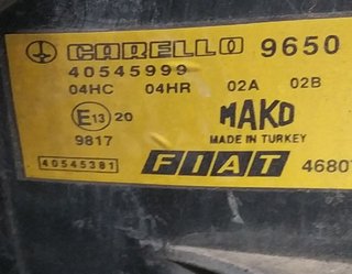 Faro der fiat 40545999 doblo (119) 1.9 d sx 434067