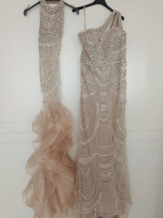 Vestido de fiesta pedrería y volantes