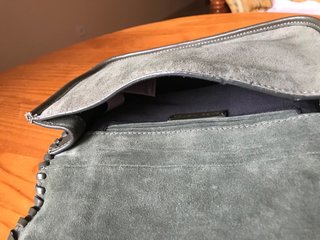 Bolso Zara Piel Vuelta y Satén Verde