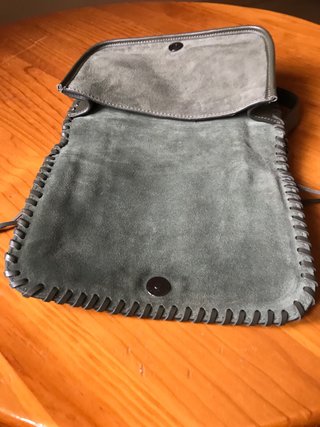 Bolso Zara Piel Vuelta y Satén Verde
