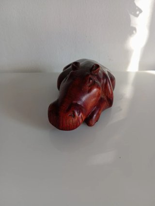 Figura Hipopótamo de Madera Maciza