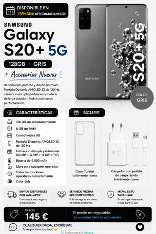 Samsung Galaxy S20+ 5G 128GB Gris