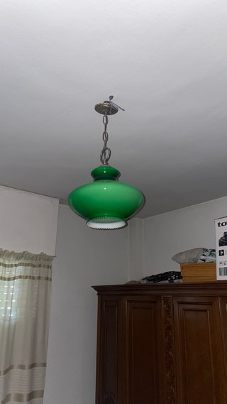Lámpara cristal opalina verde vintage NO ENVIO
