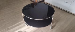 Mesa centro cristal negra 2 niveles