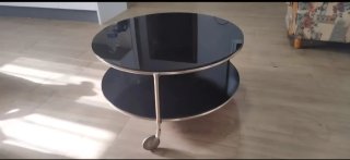 Mesa centro cristal negra 2 niveles