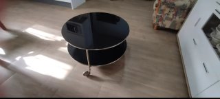 Mesa centro cristal negra 2 niveles