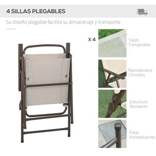 Conjunto Mesa y 4 Sillas Jardín