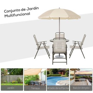 Conjunto Mesa y 4 Sillas Jardín