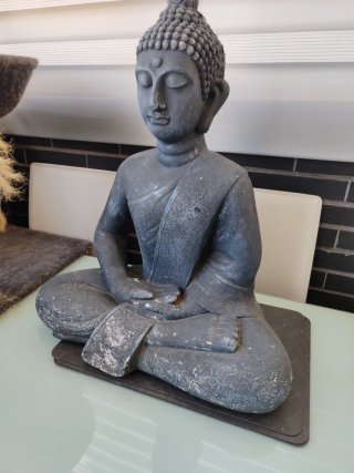 Figura Buda Piedra Gris Sentado