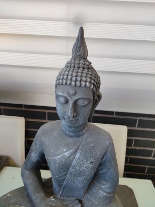 Figura Buda Piedra Gris Sentado