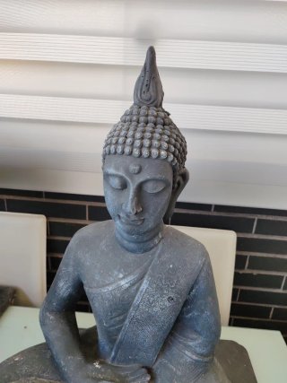 Figura Buda Piedra Gris Sentado