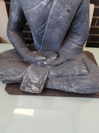 Figura Buda Piedra Gris Sentado