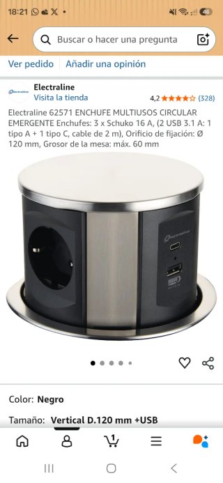Enchufe escamoteable con USB
