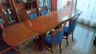Mesa de comedor y 6 sillas madera,2 con  reposabra