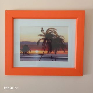 Cuadro 59x49cm Palmeras Atardecer