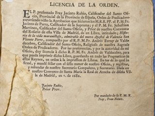 Historia San Vicente Ferrer 1682