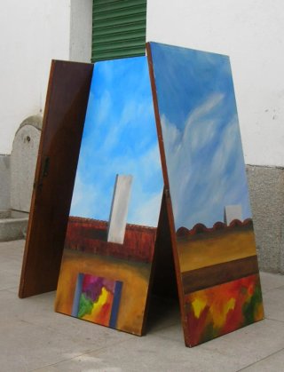 4 Cuadros Óleo sobre Puerta Armario