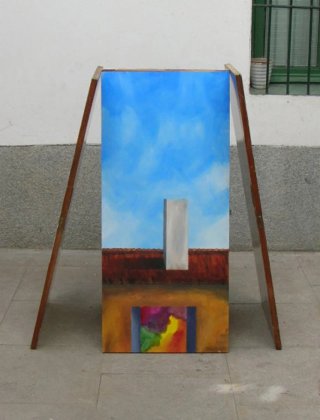 4 Cuadros Óleo sobre Puerta Armario