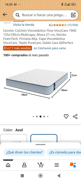 Colchón Viscoelástico Cecotec Flow Viscocare 1900