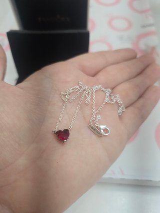 Conjunto Pandora Corazón Rojo Plata