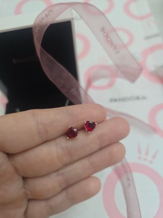 Conjunto Pandora Corazón Rojo Plata