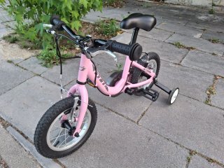 Bicicleta infantil 12" rosa con ruedines