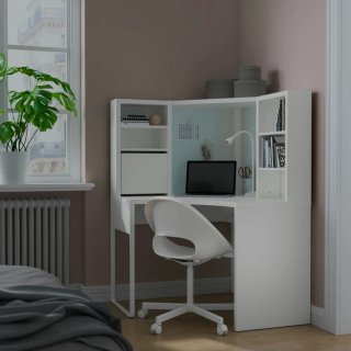 Escritorio Esquinero Ikea Blanco y Marrón