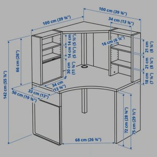 Escritorio Esquinero Ikea Blanco y Marrón