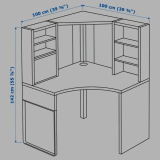 Escritorio Esquinero Ikea Blanco y Marrón