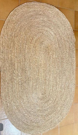 Alfombra Yute Ovalada Beige y Marrón