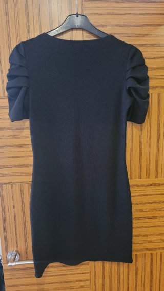 Vestido Mango Negro Manga Abullonada