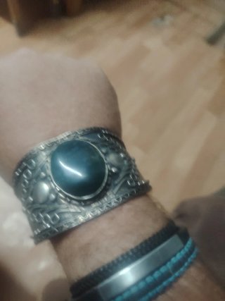 Brazalete Plata con Piedra Verde