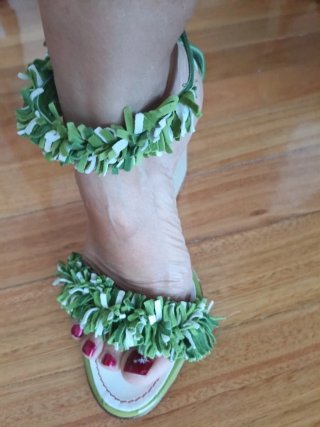 Sandalias cuña Miss Sixty verde y blanco