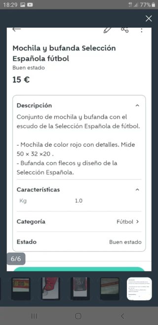 Mochila y bufanda Selección Española