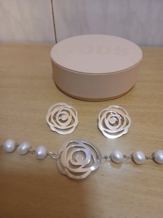 Conjunto Tous Pendientes y Pulsera Plata