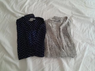 Blusa Mujer Talla 34 Azul/Beige