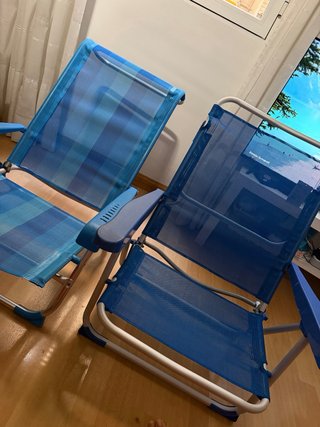 Sillas de playa reclinables azules