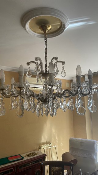 Lámpara de araña clásica cristal y metal NO ENVIO